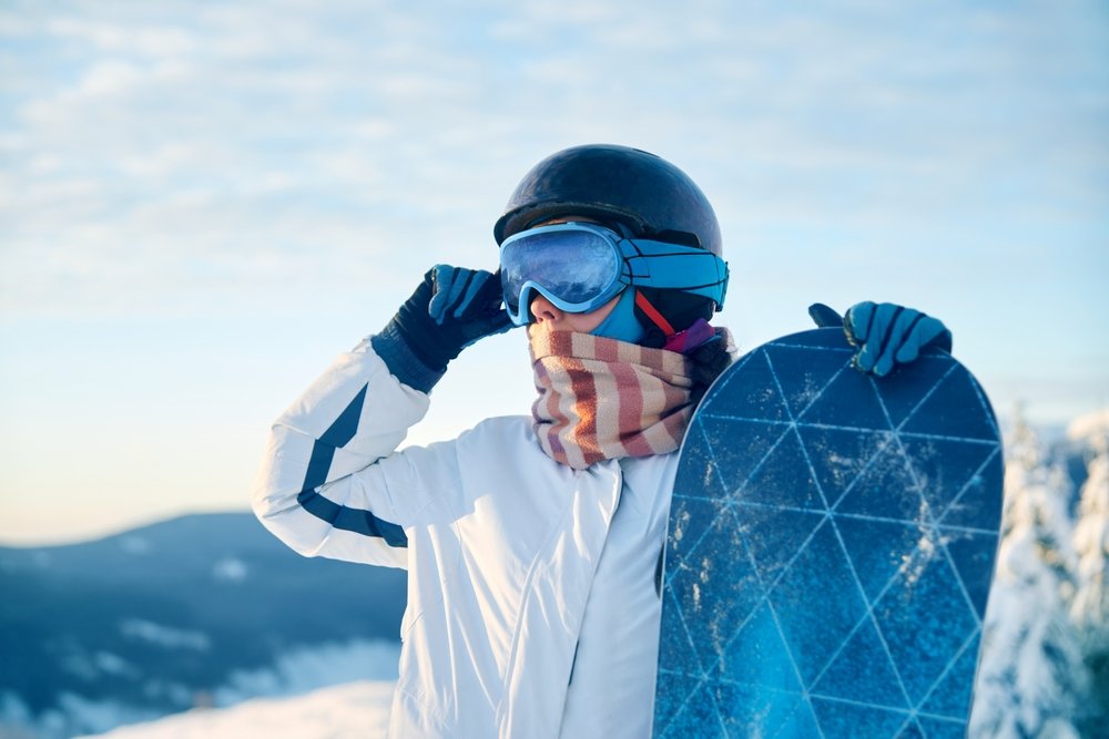 lyžař, zima, brýle, ochrana zraku