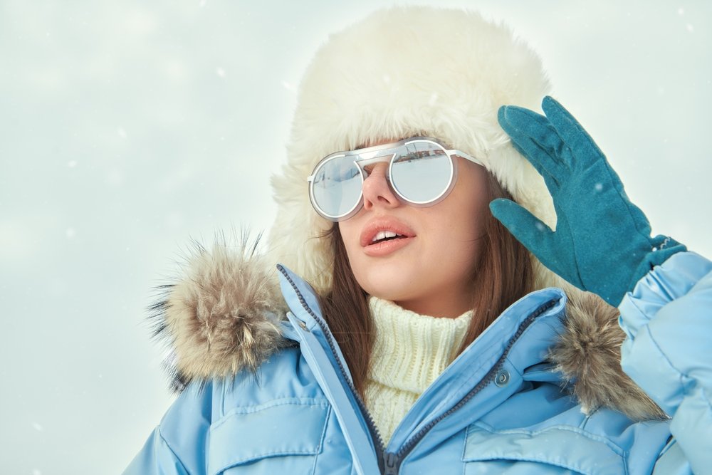 brýle na horách, sníh